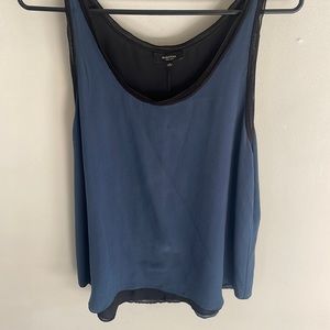 Babaton silk top with blue and black